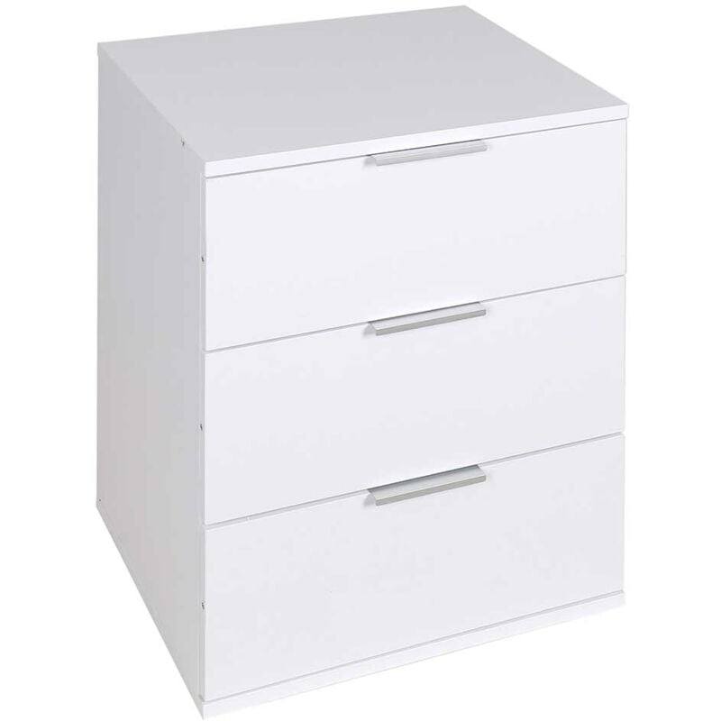foto del prodotto comodino mobiletto cassettiera 3 cassetti design moderno in legno mdf bianco