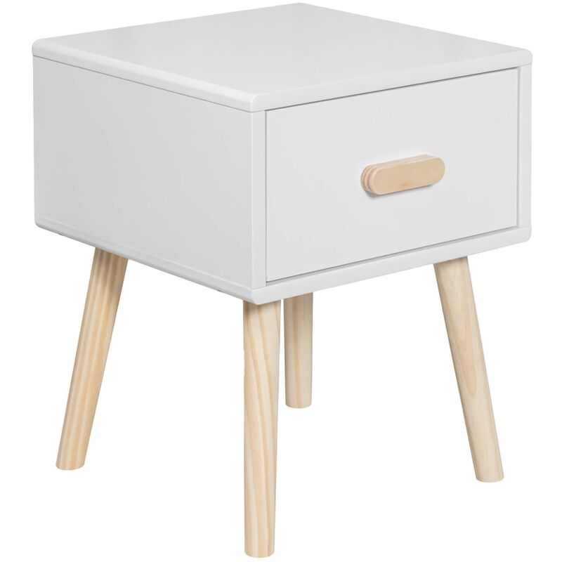 foto del prodotto comodino mobili rebecca cassia 44x35x35 mdf pino bianco marrone scandinavo parzialmente montato