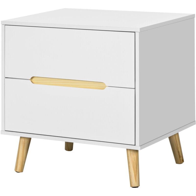 foto del prodotto comodino moderno con 2 cassetti 50lx40px50.5a cm bianco homcom