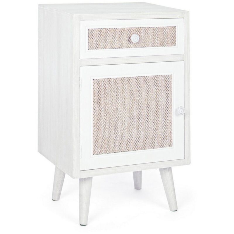 foto del prodotto comodino montiel per camera, struttura in mdf, pomelli in metallo 1 cassetto
