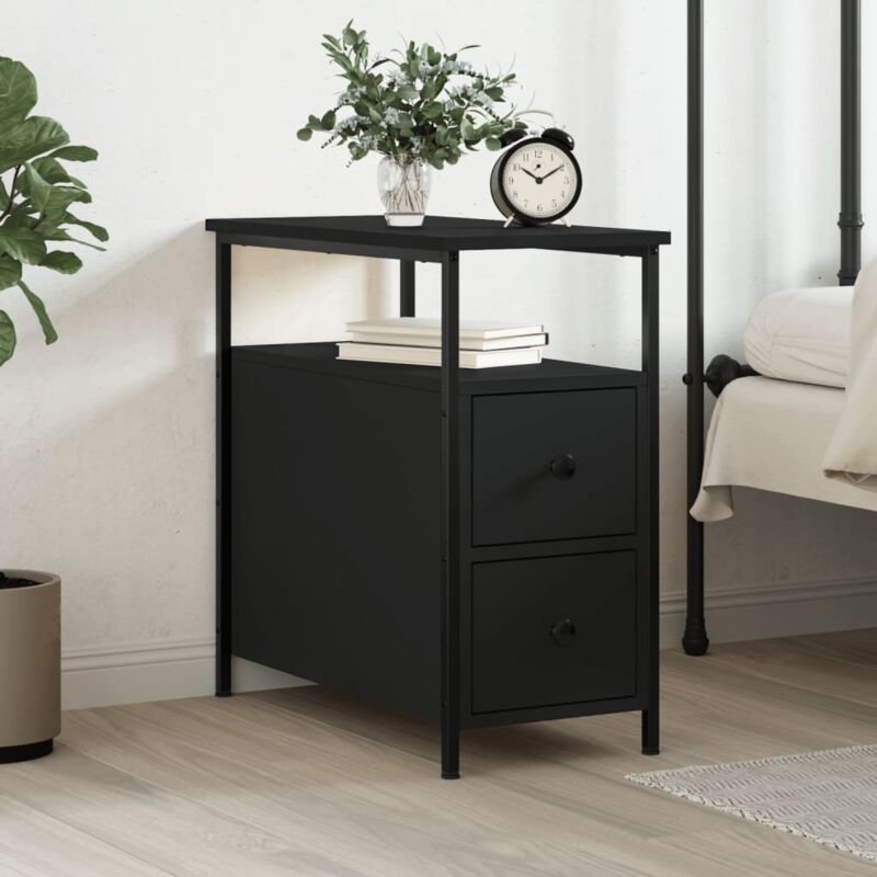 foto del prodotto comodino nero 30x60x60 cm in legno multistrato vidaxl