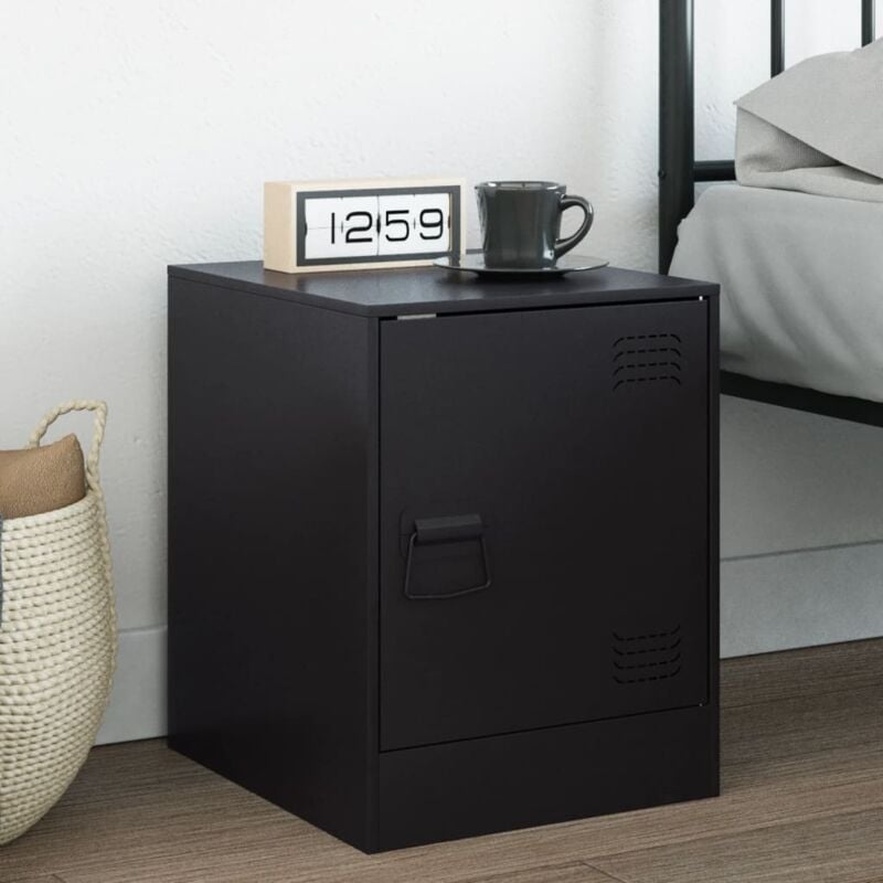 foto del prodotto comodino nero 34,5x39x44 cm in acciaio vidaxl