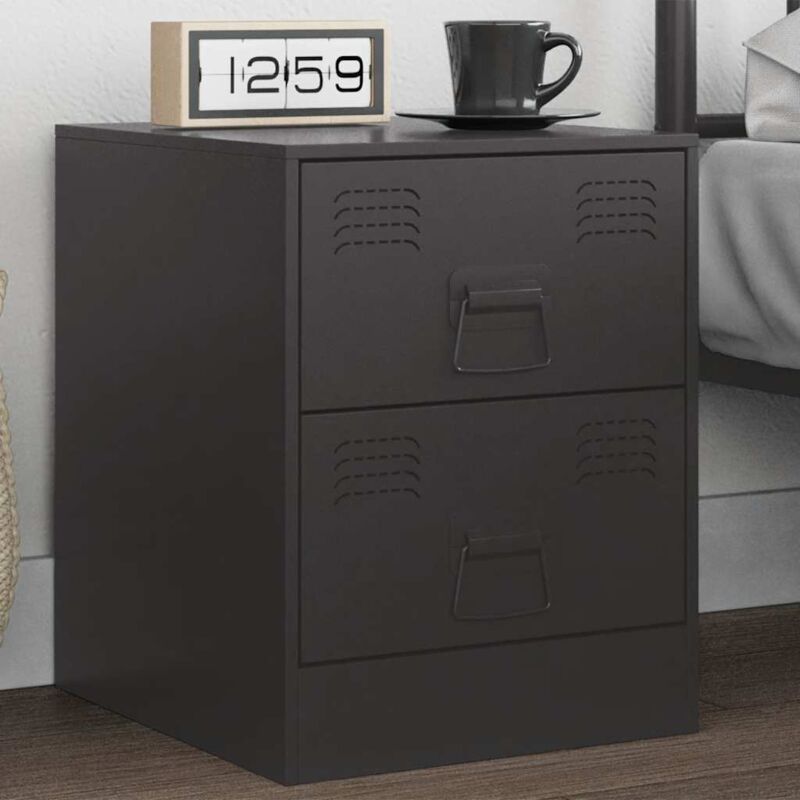 foto del prodotto comodino nero 34,5x39x44 cm in acciaio vidaxl