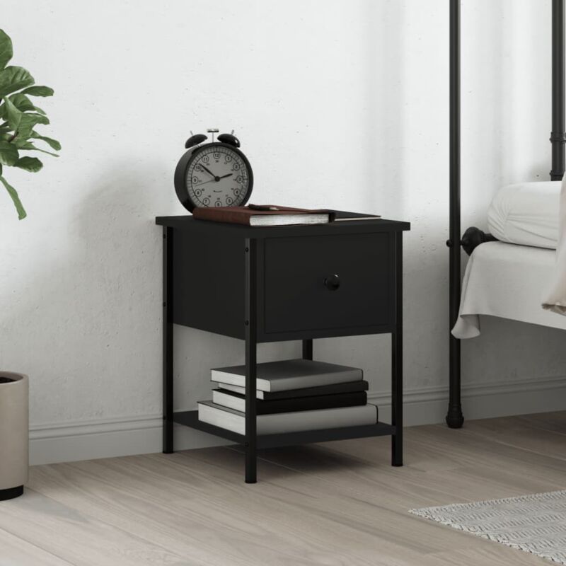 foto del prodotto comodino nero 34x35,5x45 cm in legno multistrato vidaxl