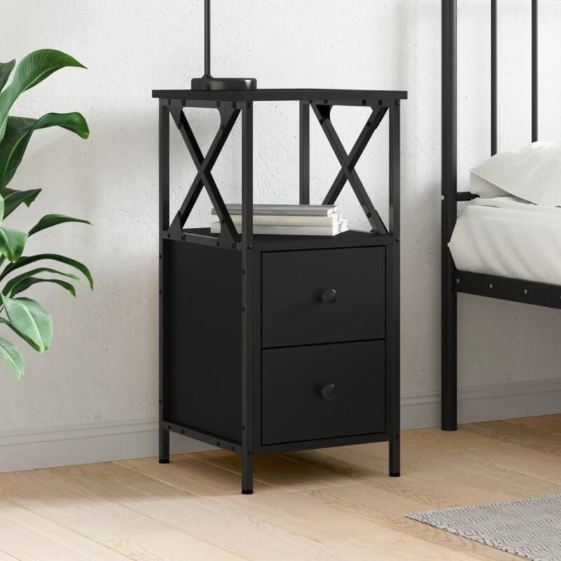 foto del prodotto comodino nero 34x35,5x70 cm in legno multistrato vidaxl