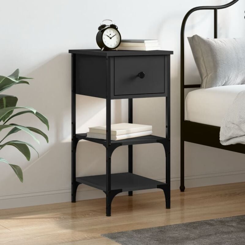 foto del prodotto comodino nero 34x36x70 cm in legno multistrato vidaxl