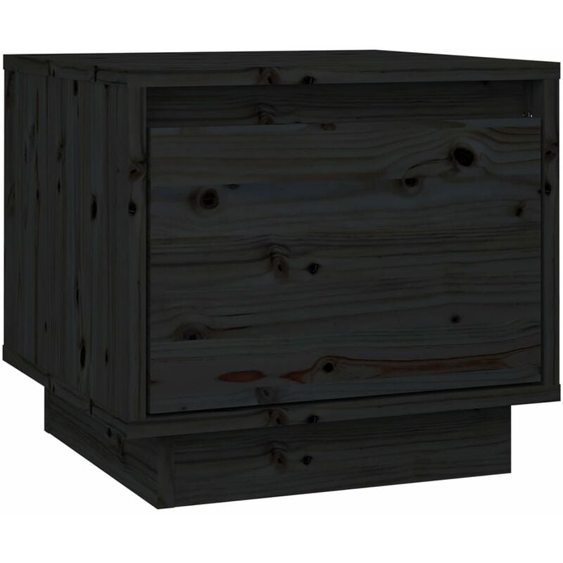 foto del prodotto comodino nero 35x34x32 cm in legno massello di pino vidaxl
