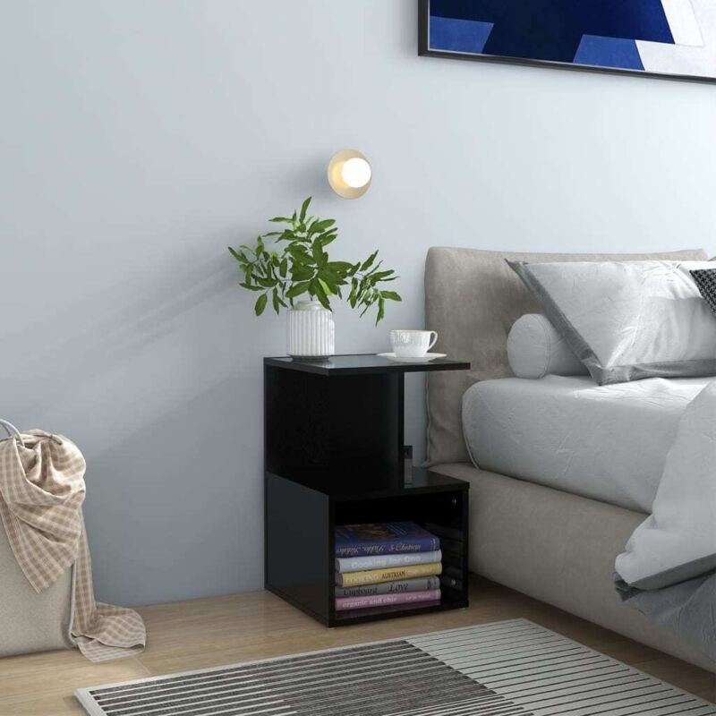 foto del prodotto comodino nero 35x35x55 cm in legno multistrato vidaxl