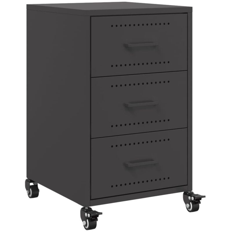 foto del prodotto comodino nero 36x39x59 cm in acciaio - vidaxl