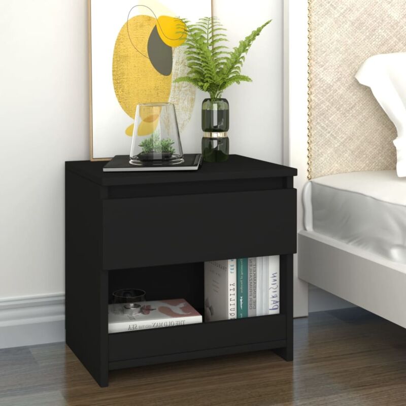 foto del prodotto comodino nero 40x30x39 cm in legno multistrato vidaxl