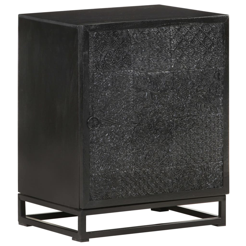 foto del prodotto comodino nero 40x30x50 cm in legno massello di acacia e mango cod mxl 30576