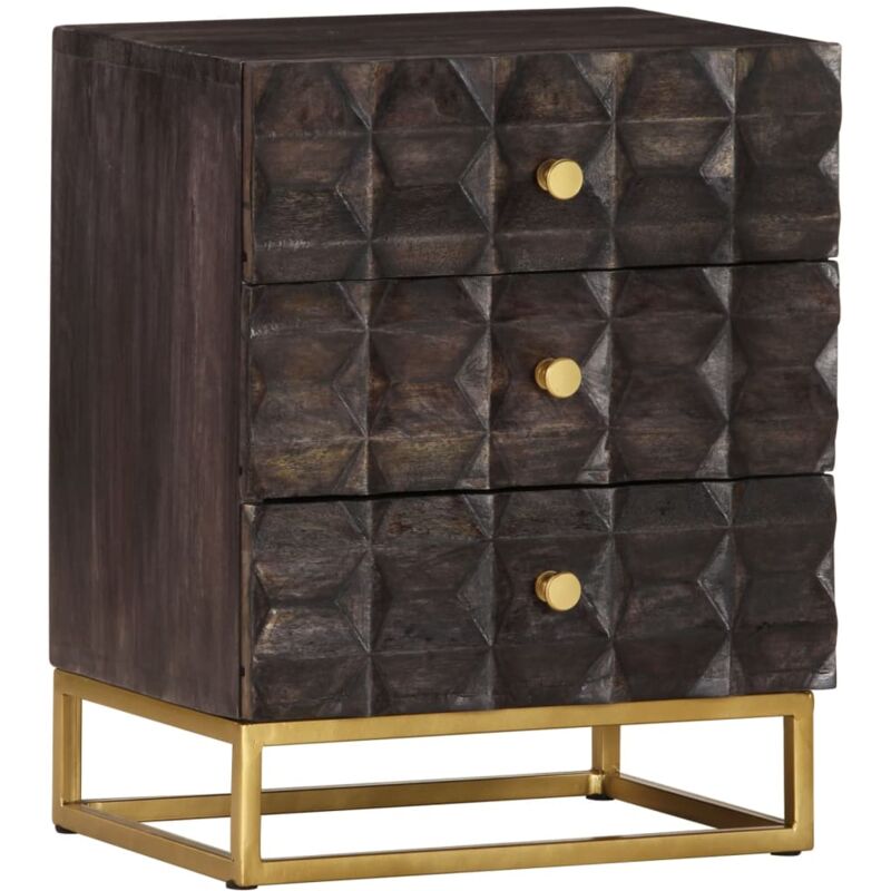 foto del prodotto comodino nero 40x30x50 cm in legno massello di mango vidaxl