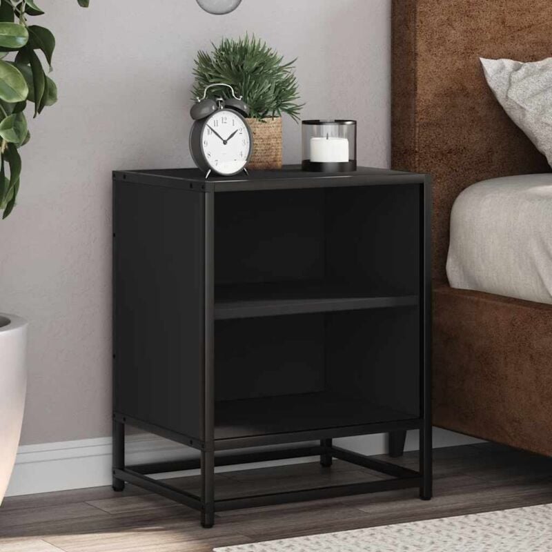 foto del prodotto comodino nero 40x31x50 cm legno multistrato e metallo vidaxl