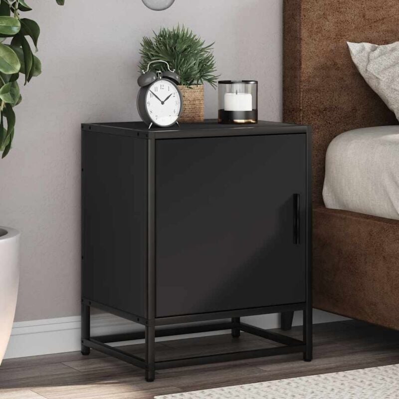 foto del prodotto comodino nero 40x31x50 cm legno multistrato e metallo vidaxl
