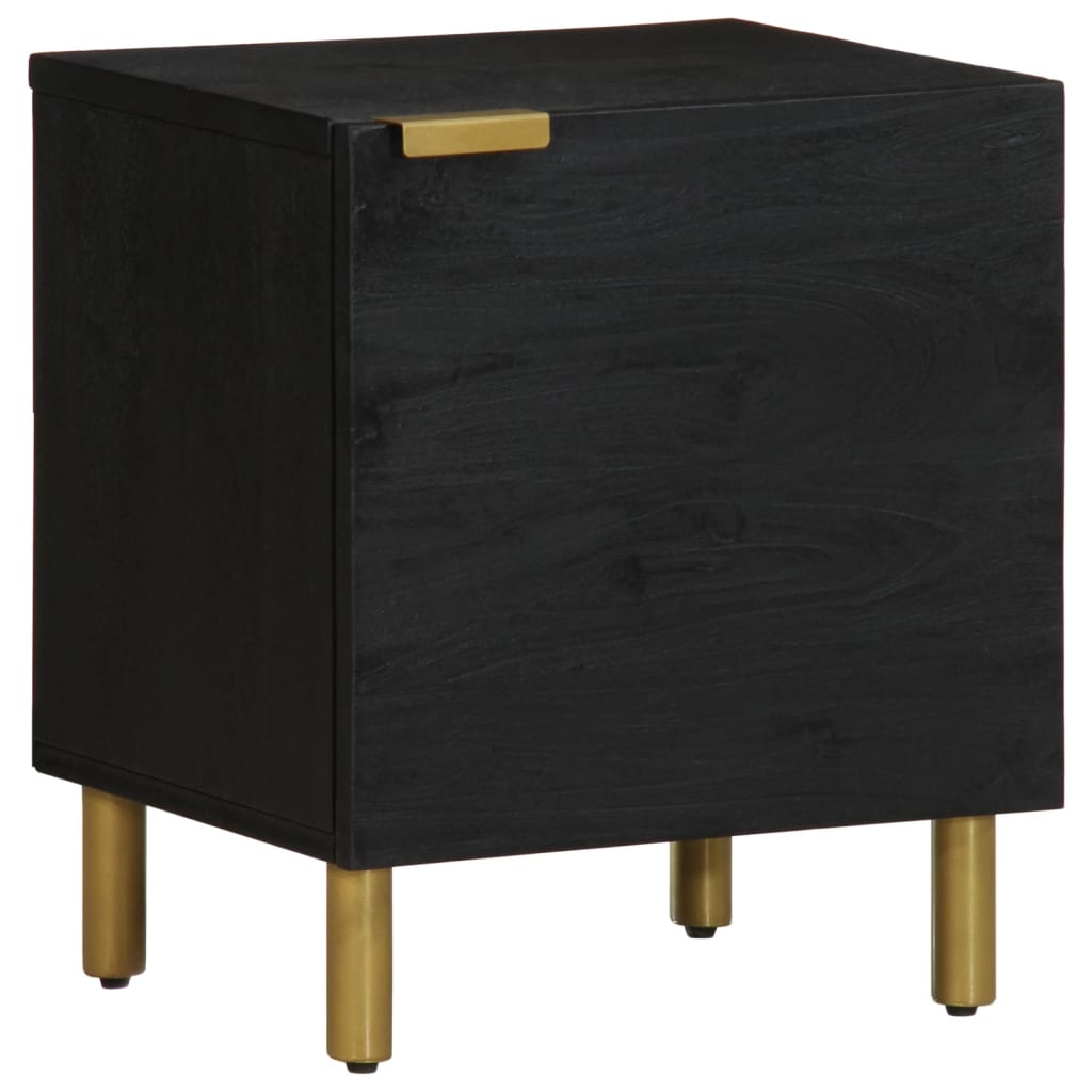 foto del prodotto comodino nero 40x33x46 cm in legno massello di mango