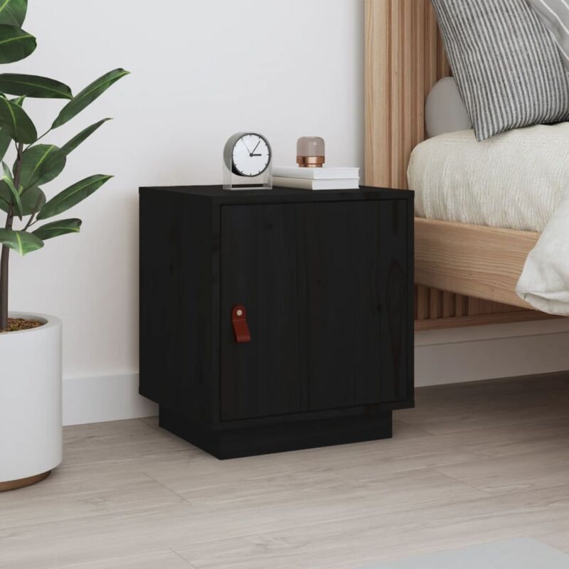 foto del prodotto comodino nero 40x34x45 cm in legno massello di pino vidaxl