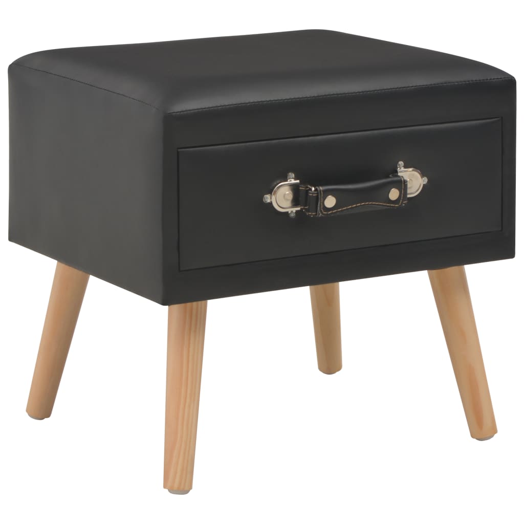 foto del prodotto comodino nero 40x35x40 cm in similpelle cod mxl 30446