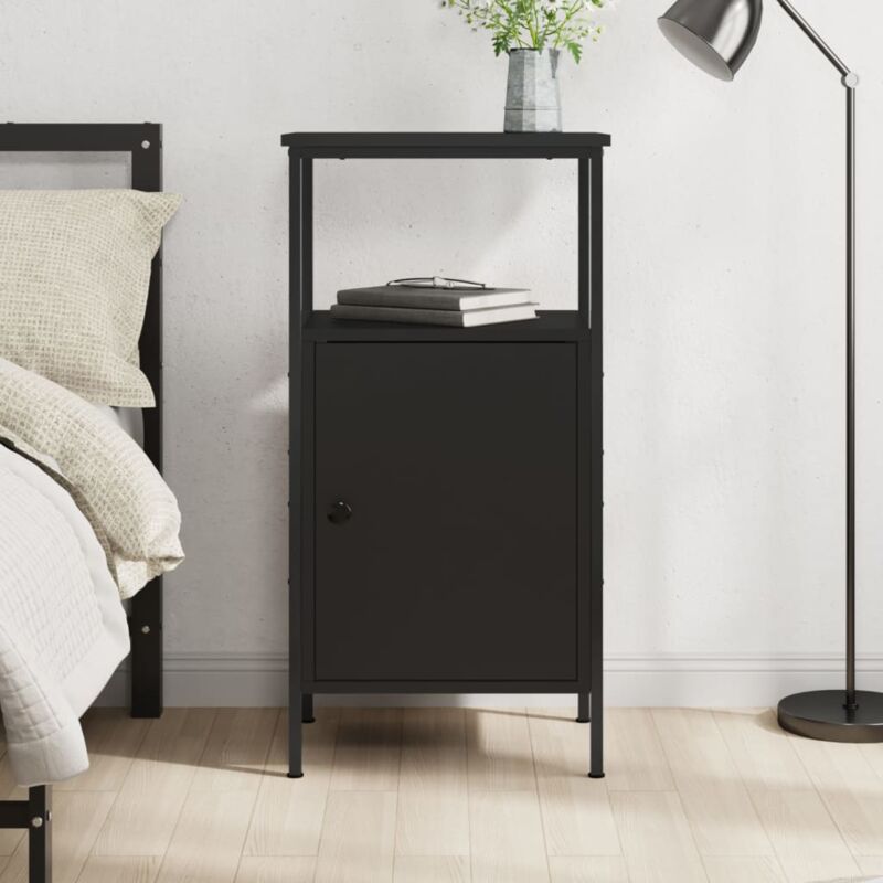 foto del prodotto comodino nero 41x31x80 cm in legno multistrato - vidaxl