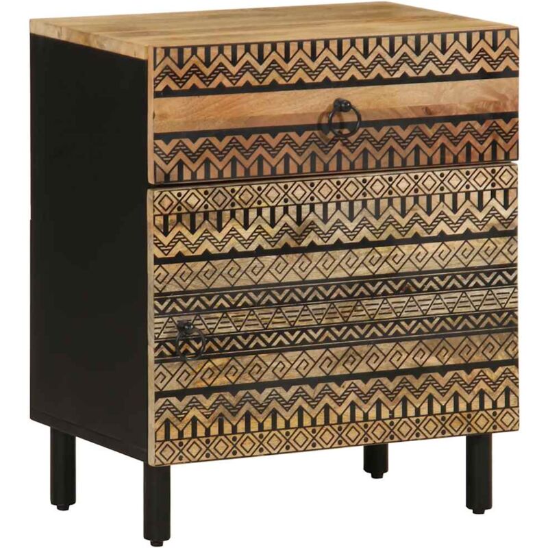 foto del prodotto comodino nero 50x33x60 cm in legno massello di mango grezzo vidaxl
