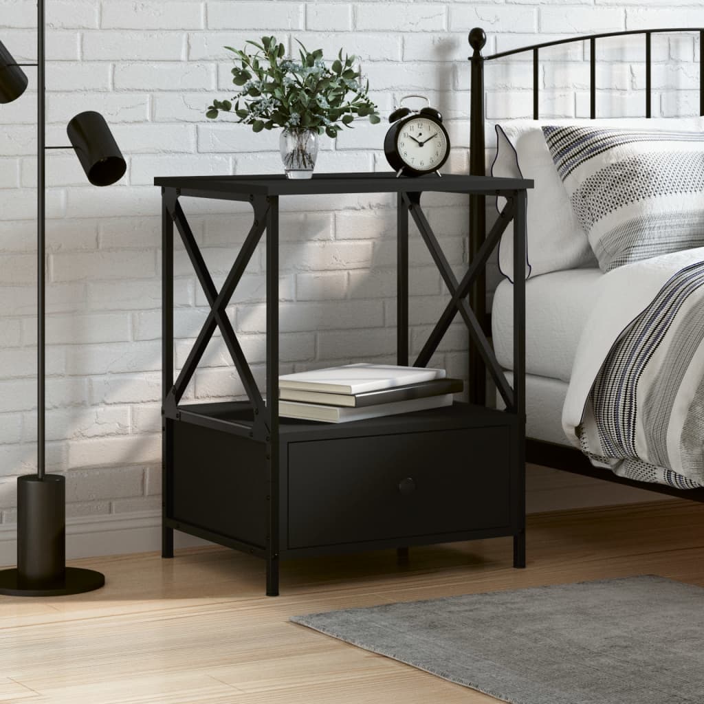 foto del prodotto comodino nero 50x41x65 cm in legno multistratocod mxl 129918