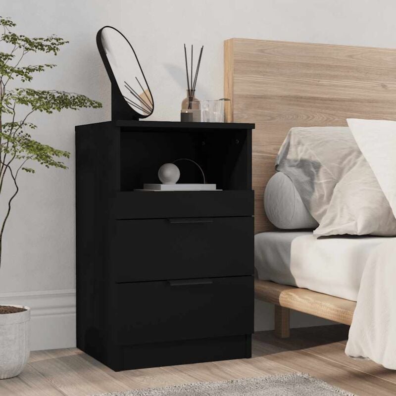 foto del prodotto comodino nero in legno multistrato vidaxl