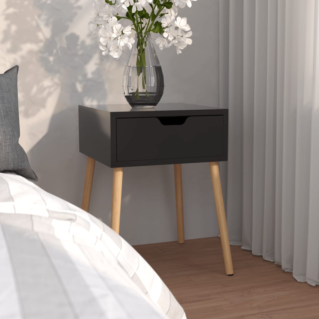 foto del prodotto comodino nero lucido 40x40x56 cm in truciolato cod mxl 30102