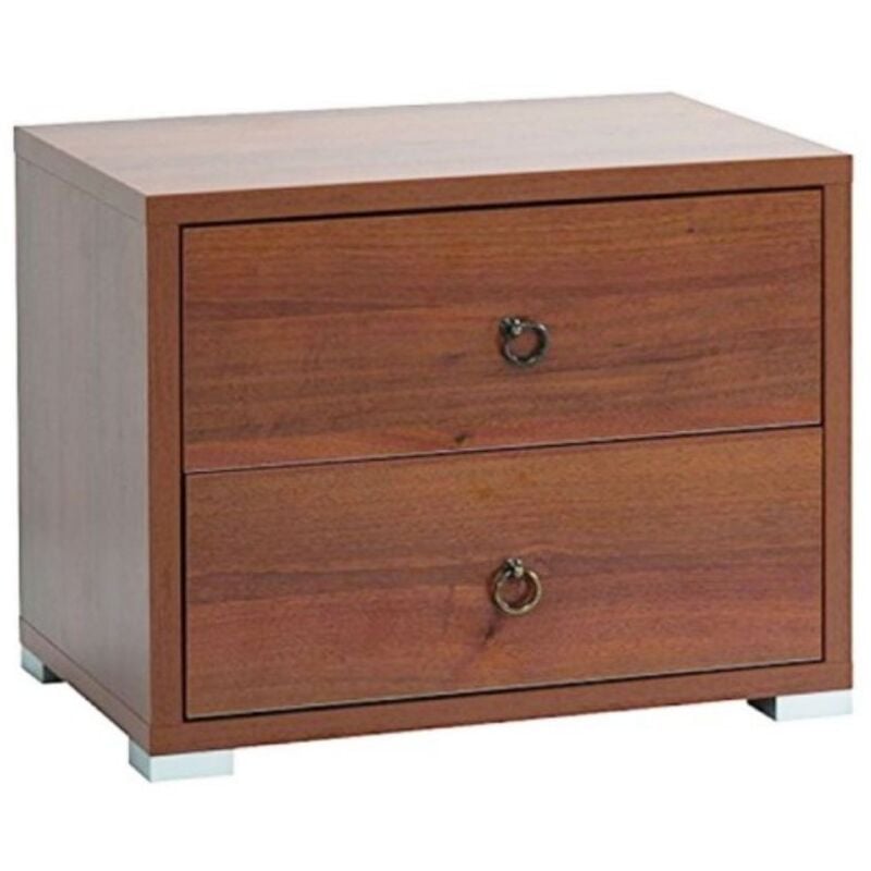 foto del prodotto comodino noce antico 2 cassetti in legno nobilitato 36x52xh 43