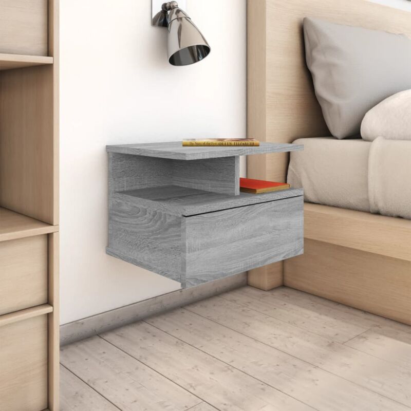 foto del prodotto comodino pensile grigio sonoma 40x31x27cm in legno multistrato vidaxl