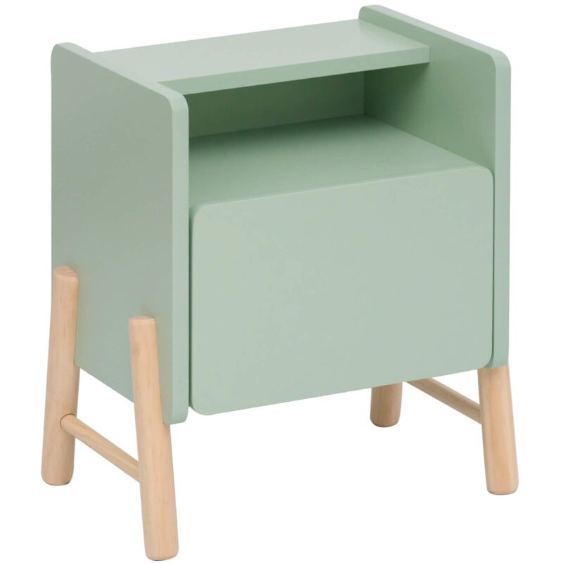 foto del prodotto comodino per bambini rebecca mobili adrak 49x40x30 mdf pino verde acqua marrone