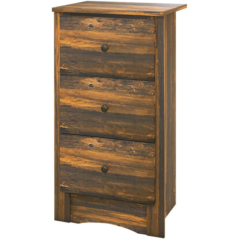foto del prodotto comodino per camera da letto con 3 cassetti 40x30x74 cm marrone homcom