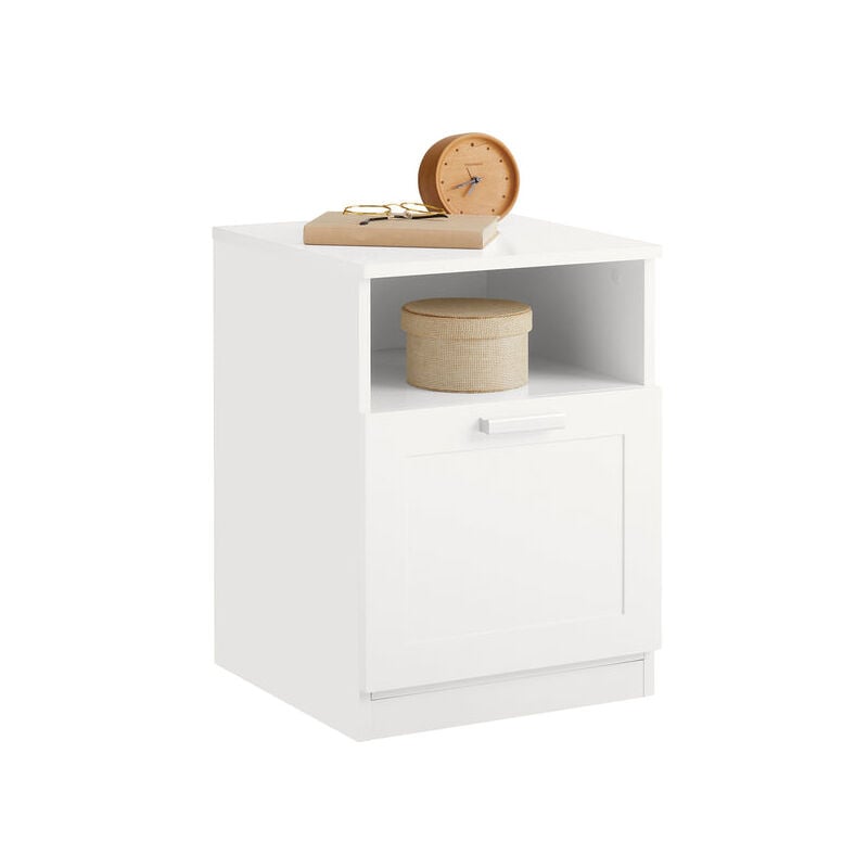 foto del prodotto comodino per letto tavolino stretto tavolo telefono comodino con cassetti bianco 39x39x55cm fbt112 w sobuy