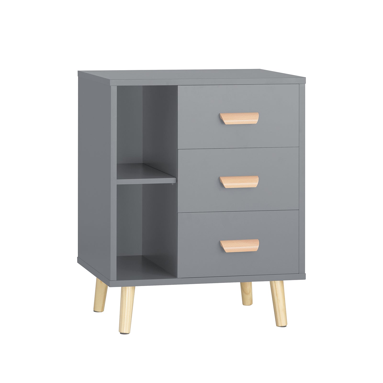 foto del prodotto comodino piccolo tavolino divano con 3 cassetti comodino comodini l48 p40 a60cm grigio fbt95 hg sobuy