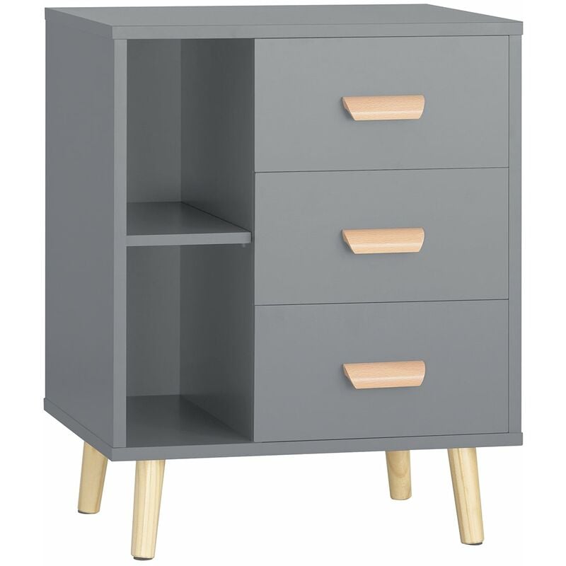 foto del prodotto comodino piccolo tavolino divano con 3 cassetti comodino comodini l48p40a60cm grigio fbt95 hg sobuy