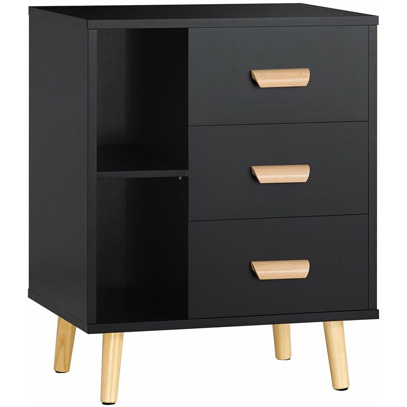 foto del prodotto comodino piccolo tavolino divano con 3 cassetti comodino comodini l48p40a60cm nero fbt95 sch sobuy