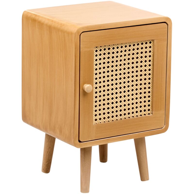 foto del prodotto comodino rattan sintetico fronte mdf impiallacciato treccia viennese marrone chiaro lefroy