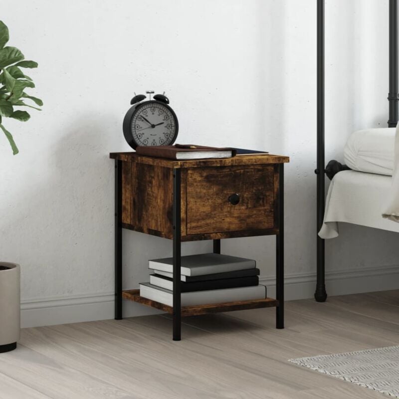 foto del prodotto comodino rovere fumo 34x35,5x45 cm in legno multistrato vidaxl