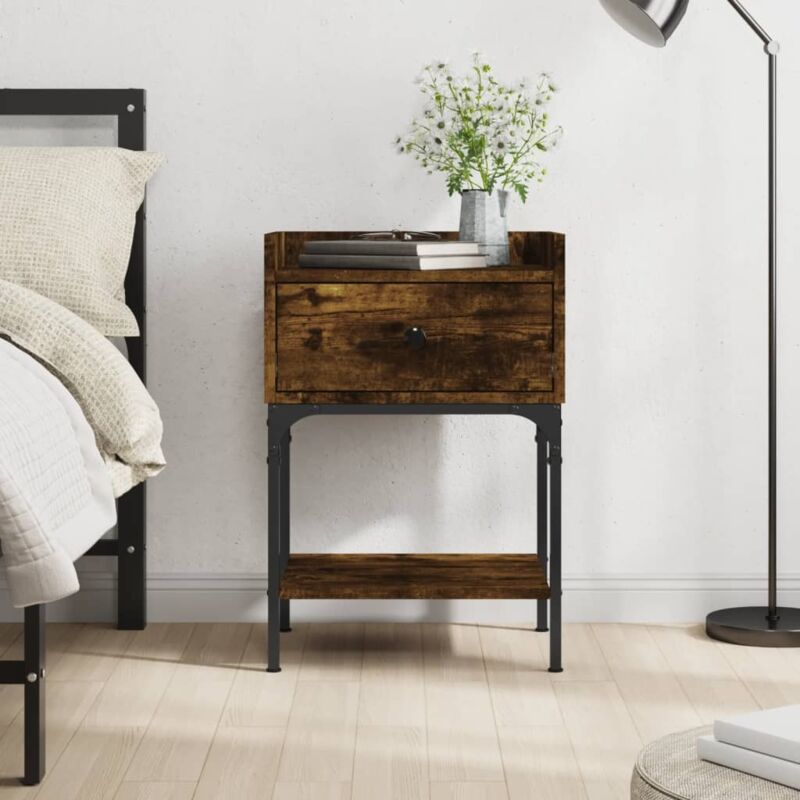 foto del prodotto comodino rovere fumo 40,5x31x60 cm in legno multistrato vidaxl