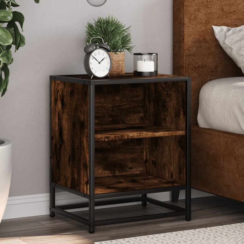 foto del prodotto comodino rovere fumo 40x31x50 cm legno multistrato e metallo vidaxl
