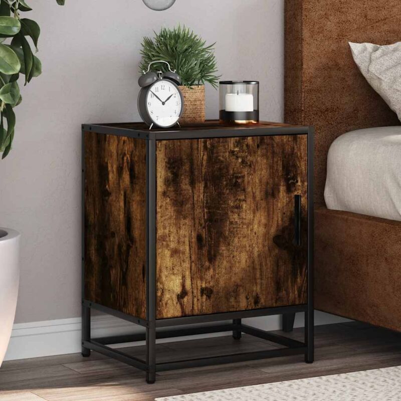 foto del prodotto comodino rovere fumo 40x31x50 cm legno multistrato e metallo vidaxl