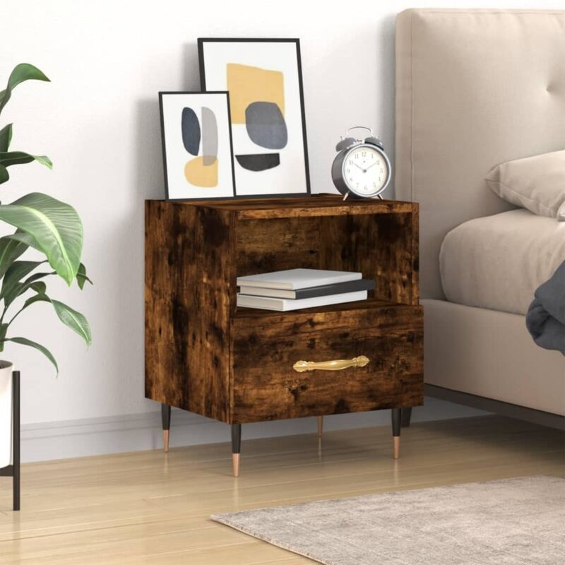 foto del prodotto comodino rovere fumo 40x35x47,5 cm in legno multistrato vidaxl