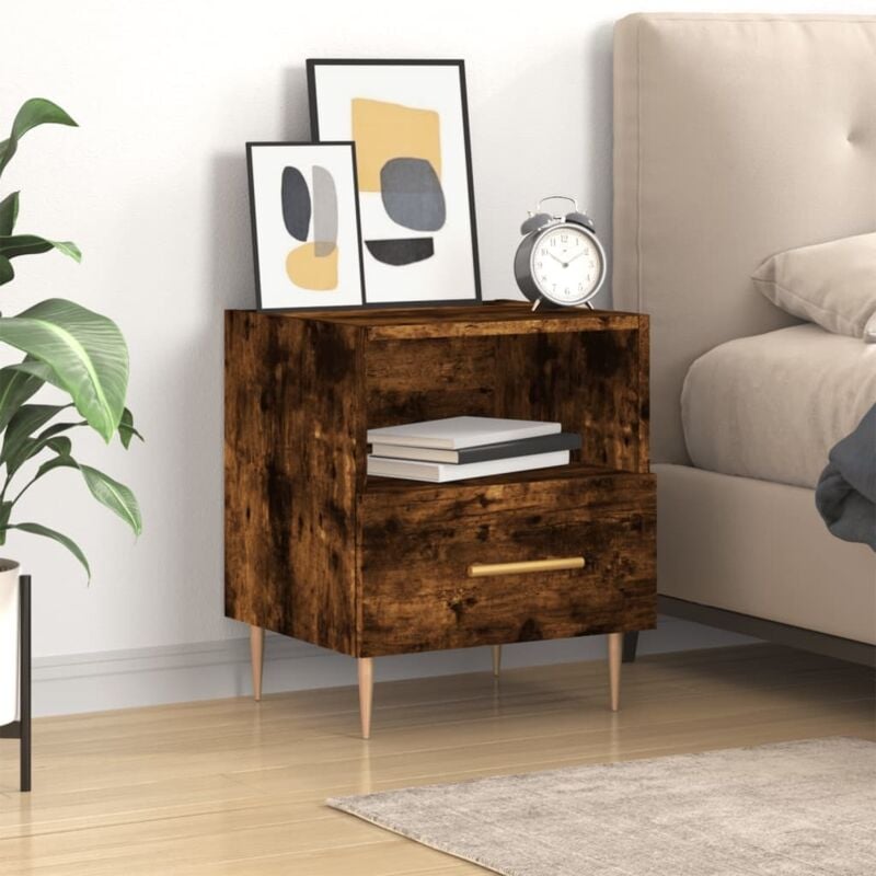 foto del prodotto comodino rovere fumo 40x35x47,5 cm in legno multistrato vidaxl