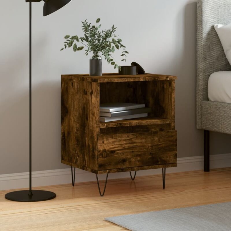 foto del prodotto comodino rovere fumo 40x35x50 cm in legno multistrato vidaxl