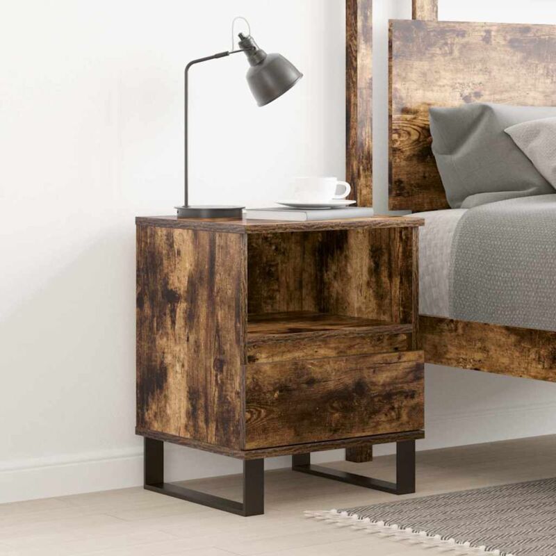 foto del prodotto comodino rovere fumo 40x35x50 cm in legno multistrato vidaxl
