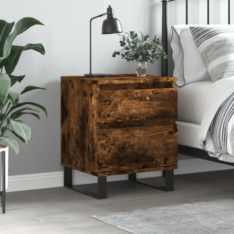 foto del prodotto comodino rovere fumo 40x35x50 cm in legno multistrato vidaxl