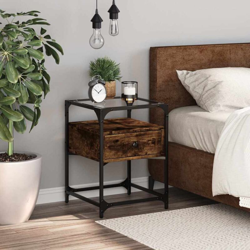 foto del prodotto comodino rovere fumo 40x40x55 cm in legno multistrato vidaxl