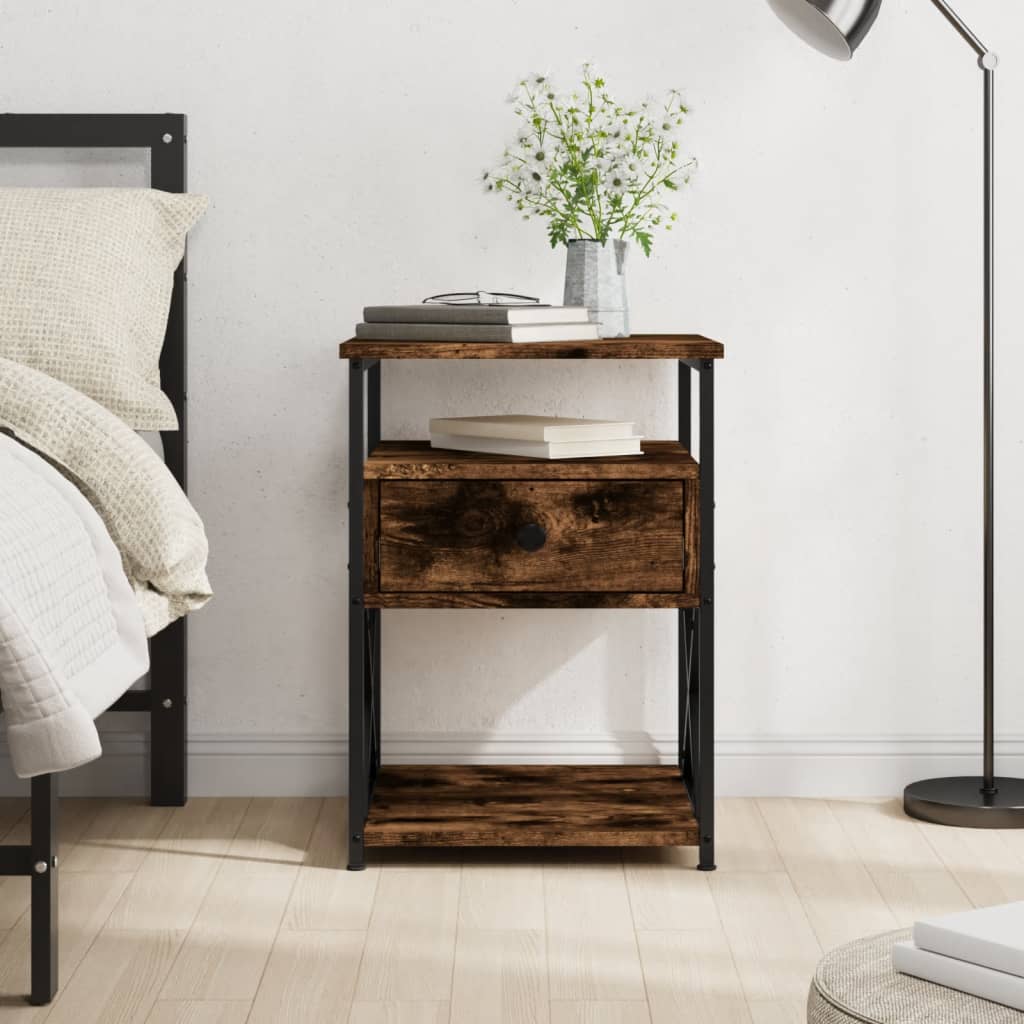 foto del prodotto comodino rovere fumo 40x42x55 cm legno multistrato