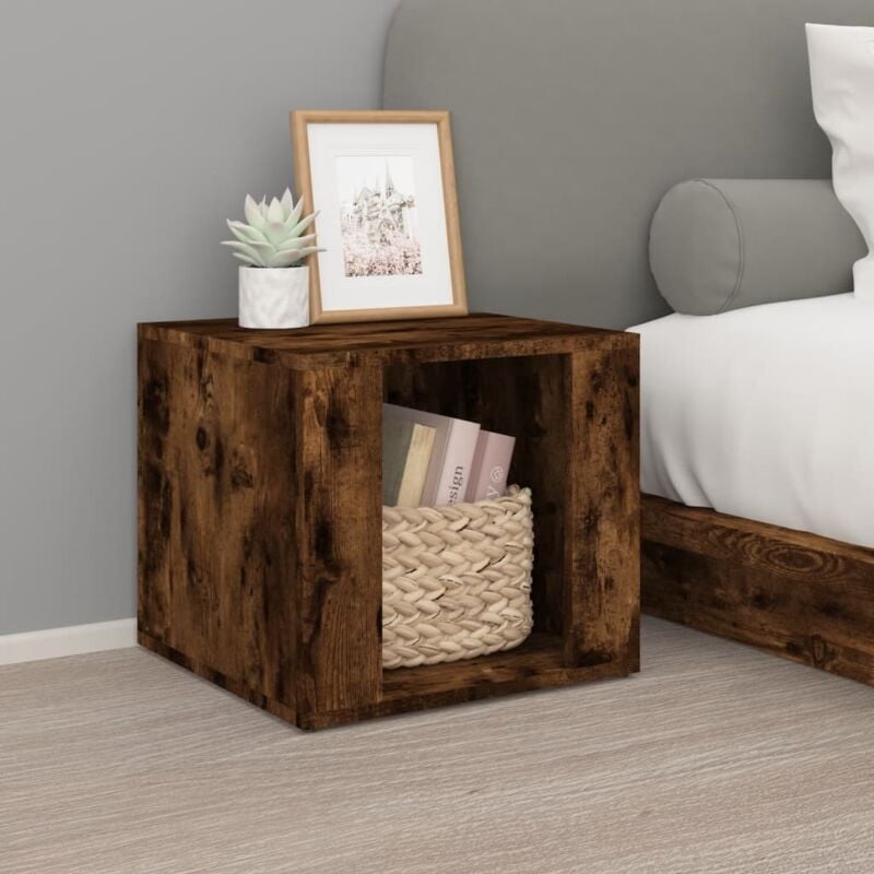 foto del prodotto comodino rovere fumo 41x40x36 cm in legno multistrato vidaxl