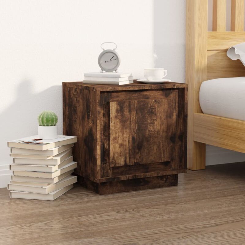 foto del prodotto comodino rovere fumo 44x35x45 cm in legno multistrato vidaxl
