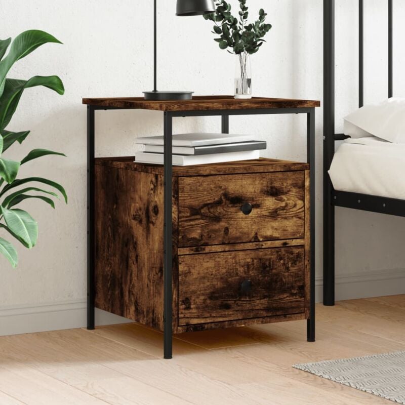 foto del prodotto comodino rovere fumo 44x45x60 cm in legno multistrato vidaxl