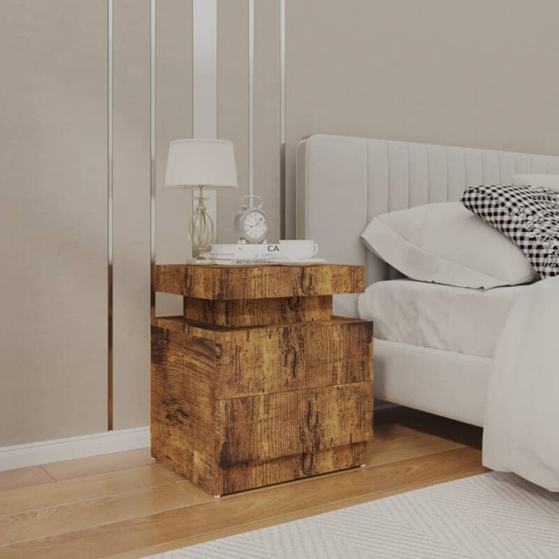 foto del prodotto comodino rovere fumo 45x35x52 cm in legno multistrato vidaxl